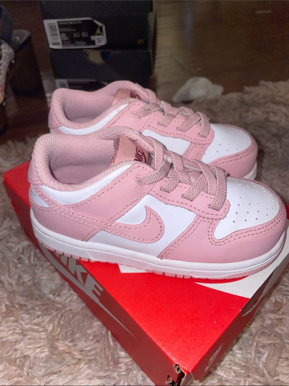 Nike Kids Light Pink and White Low-Top Sneakers